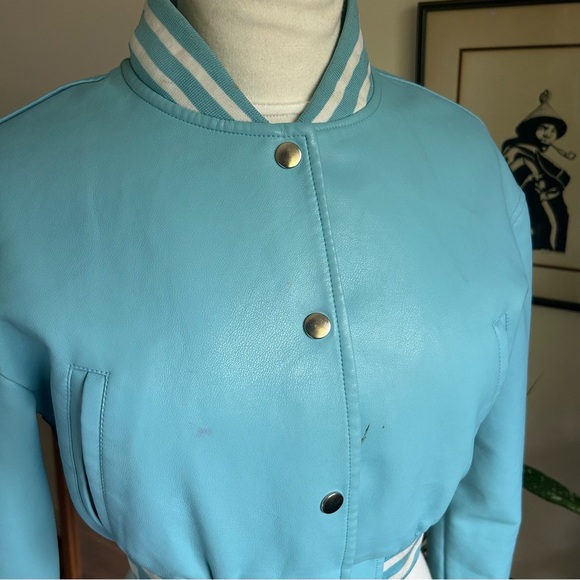 Daisy Varsity Jacket Custom Embroidered Red Heel BlueTurquoise Citch Small AS IS - Picture 4 of 8